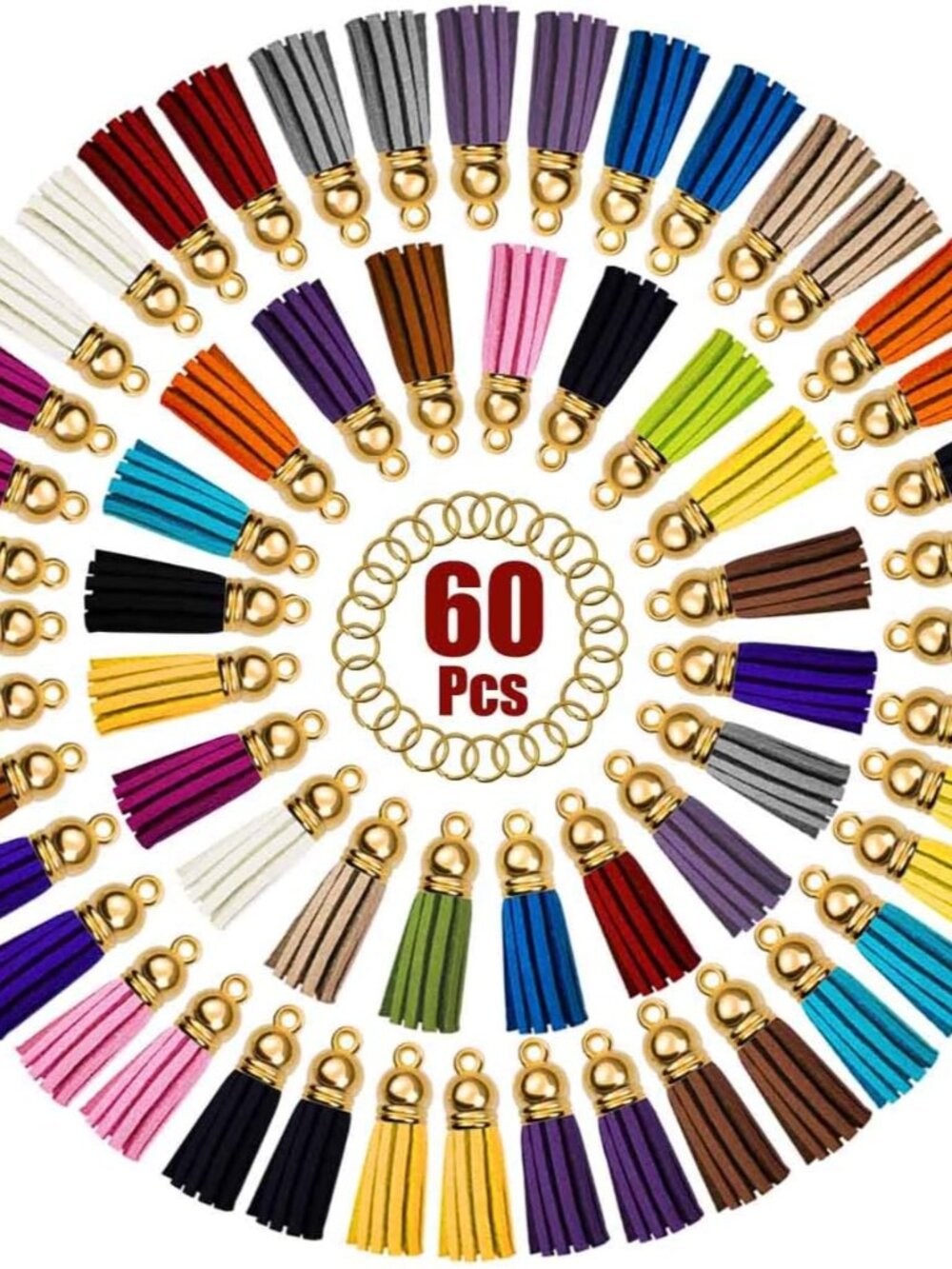 Tassels for Keychains Faux Suede Tassel for DIY Jewelry Making 60 Pcs Leather Ke
